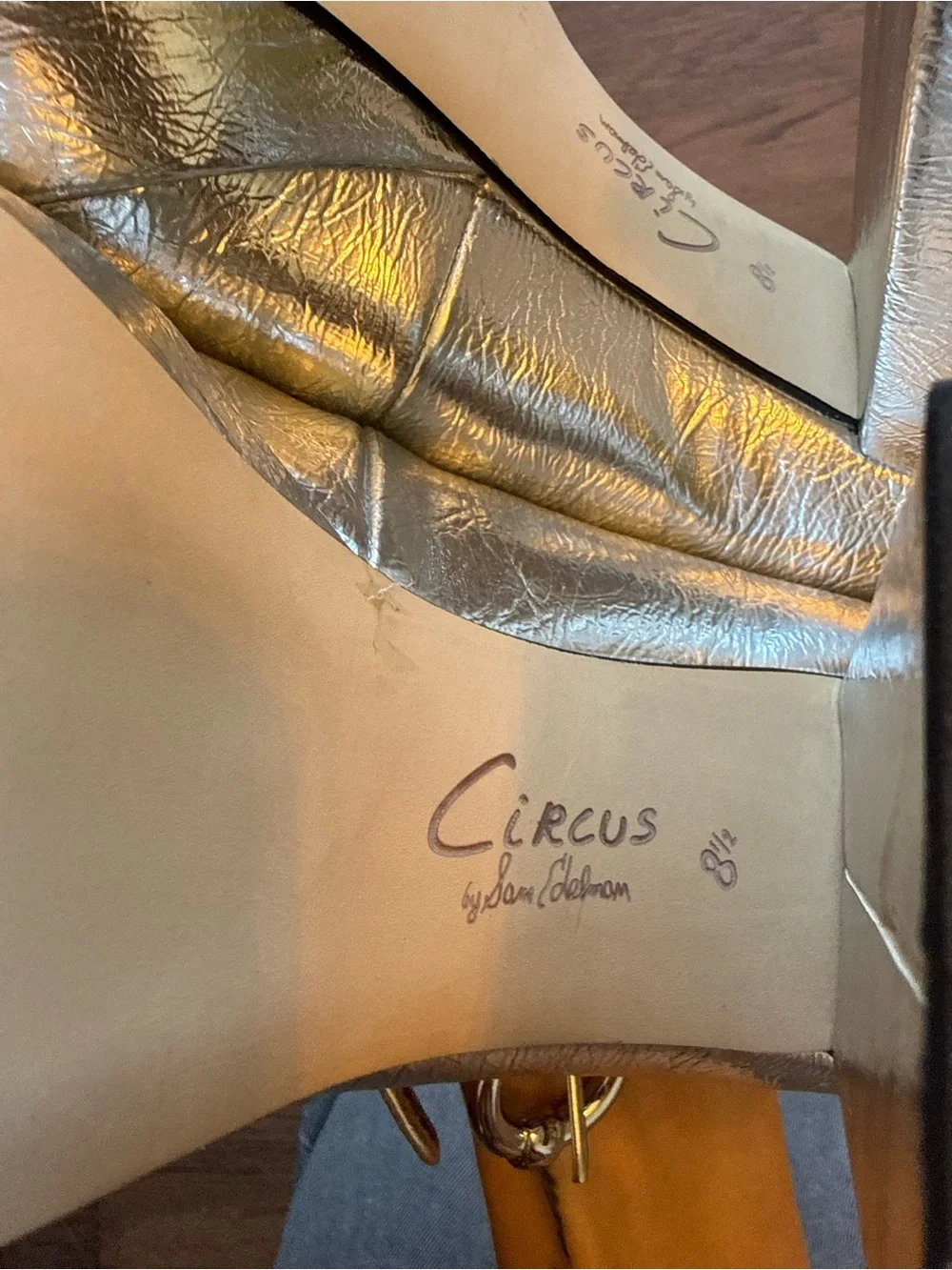 Sam Eddlemon Circus Metallic Silver Mary Jane Platform Heels